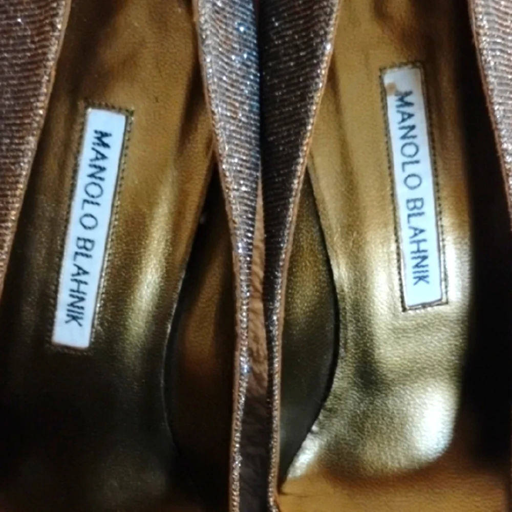 Manolo Blahnik Silver And Gold Sparkle Heels